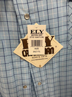 New Men’s ELY Cattleman Blue Short Sleeve Pearl Snap 3XL E-37