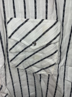 New Men’s Champion Western White Stripe Long Sleeve Pearl Snap 16.5 Large AA-58