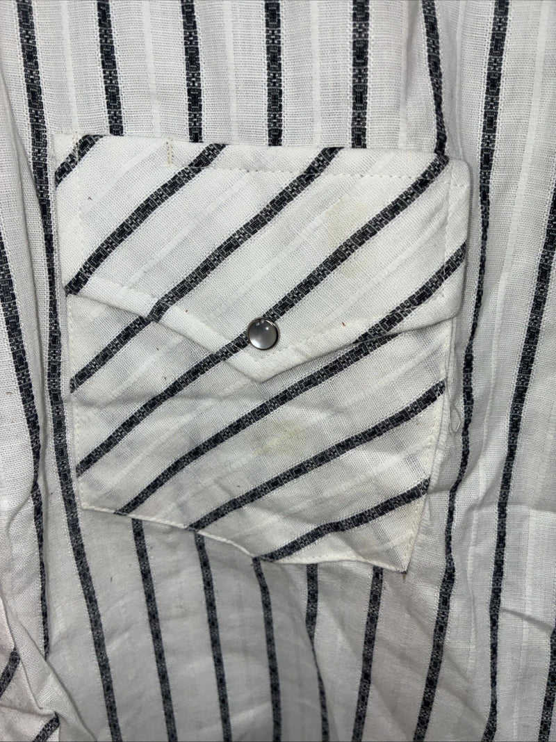 New Men’s Champion Western White Stripe Long Sleeve Pearl Snap 16.5 Large AA-58