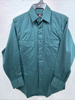 New Men’s Western Express Green Long Sleeve Pearl Snap Medium K-37