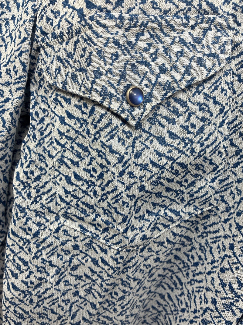 New Men’s Miller Blue Designed Long Sleeve Pearl Snap 16 X 35 Large Q-63