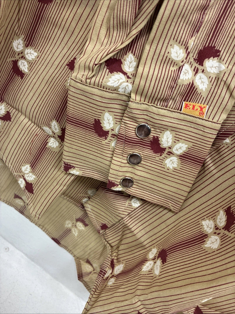 New Women’s ELY Plains Yellow Red Floral Long Sleeve Pearl Snap 16 X 33 II-9
