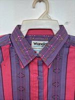 New Women’s Wrangler Pink Purple Long Sleeve Button Up Large LL-41