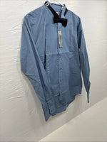 New Boys Wayne Scott Blue Long Sleeve Button Up Tux Medium F-99