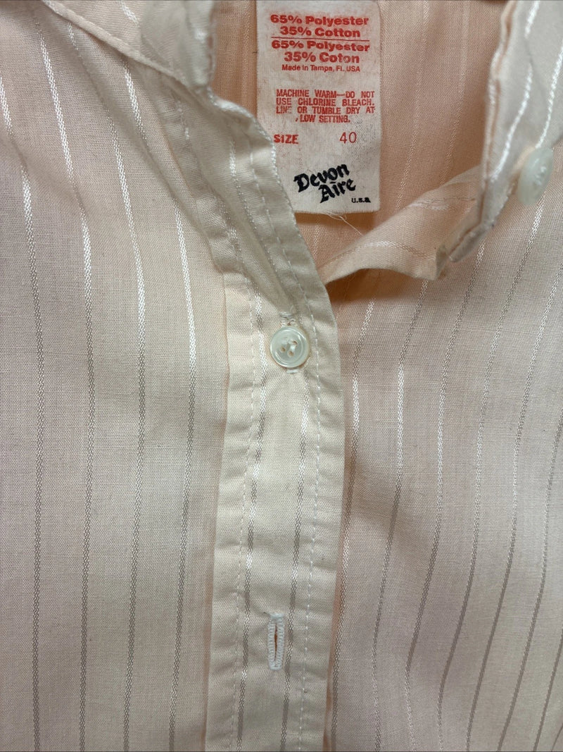 New Women’s Devon Aire Orange Stripe Short Sleeve Button Up Size 40 YY-5