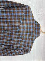 New Kids Panhandle Slim Brown Plaid Long Sleeve Pearl Snap Size 12 CC-88