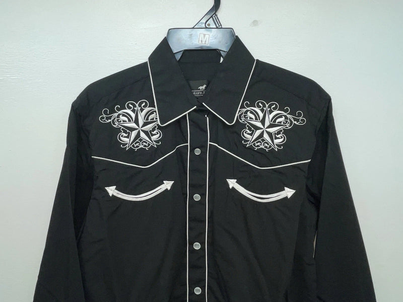 New Women’s Black Western Express Long Sleeve Button Up Shirt M #104276 3B-88