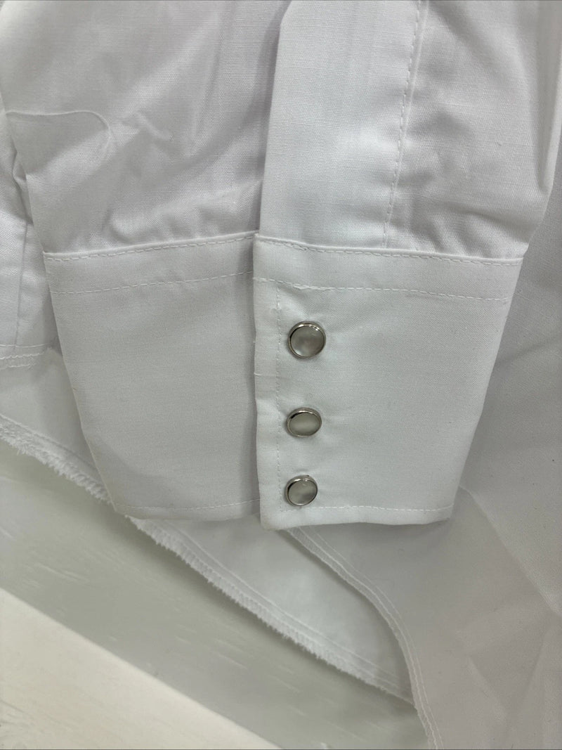 New Men’s Champion Western White Embroidered Long Sleeve Pearl Snap 17 XL T-5