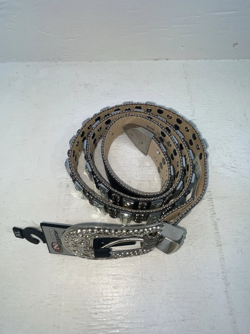 New Black Genuine Leather Nocona Silver Bling XL Belt #N3489201 NN-118