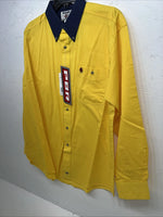 New Men’s Yellow Wrangler PBR Long Sleeve Button Up Shirt. Large P-62