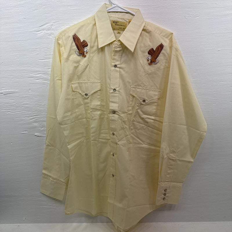New Men’s ELY wildlife collection Yellow long sleeve pearl Medium B-75
