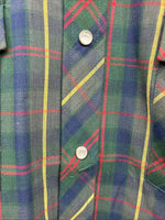 New Men’s ELY Plains Green Multicolor Plaid Long Sleeve Pearl Snap Medium M-63