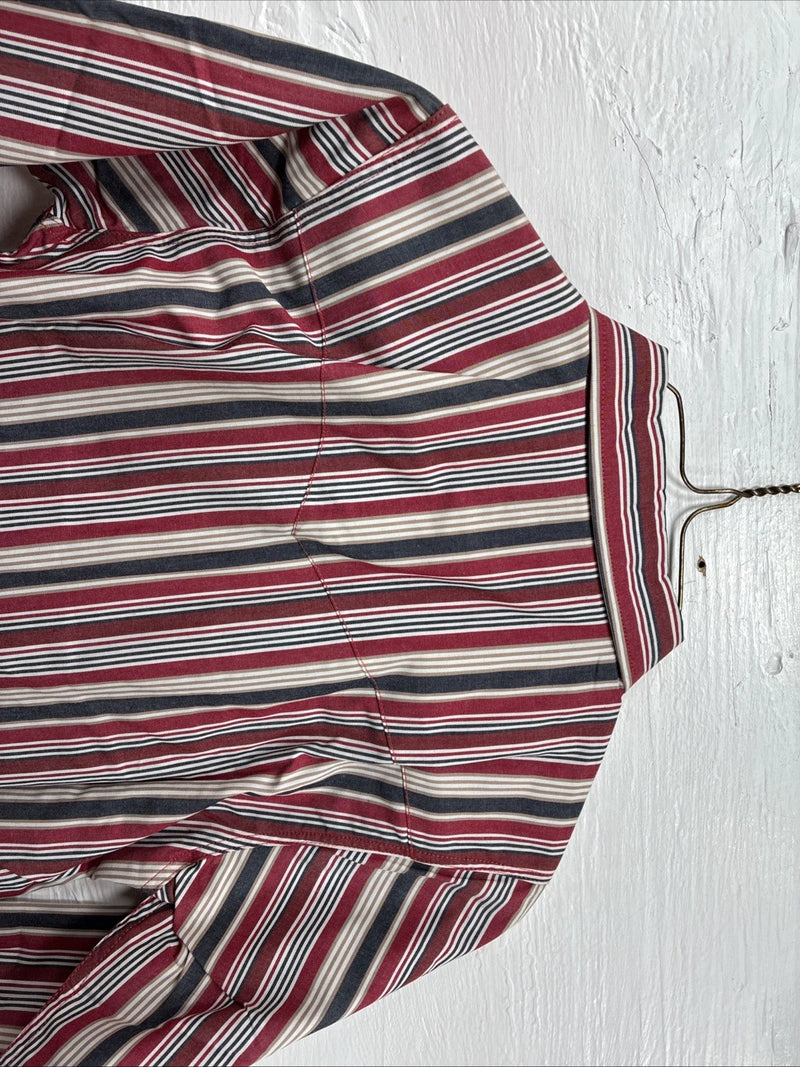 New Kids ELY Classic Red Stripe Long Sleeve Pearl Snap Small DD-19