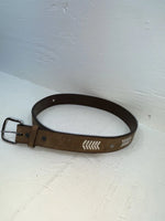 New Brown Genuine Leather 3D Pendent And Weaved 28” Belt #3502 JJ-57