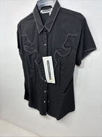 New Women’s Panhandle Slim Black Short Sleeve Pearl Snap Medium TT-23