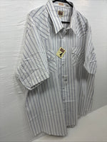 New Men’s ELY Cattleman White Stripe Like Short Sleeve Pearl Snap 3XL H-67