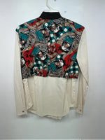 New Women’s Cream Horse Circle Y Long Sleeve Button Up Shirt M #60531 3B-41