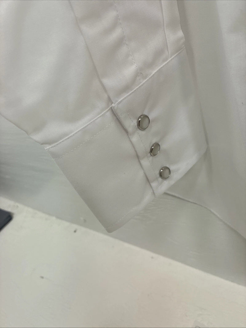 New Men’s ELY Cattleman White Long Sleeve Pearl Snap 16.5 X 34 Large V-116
