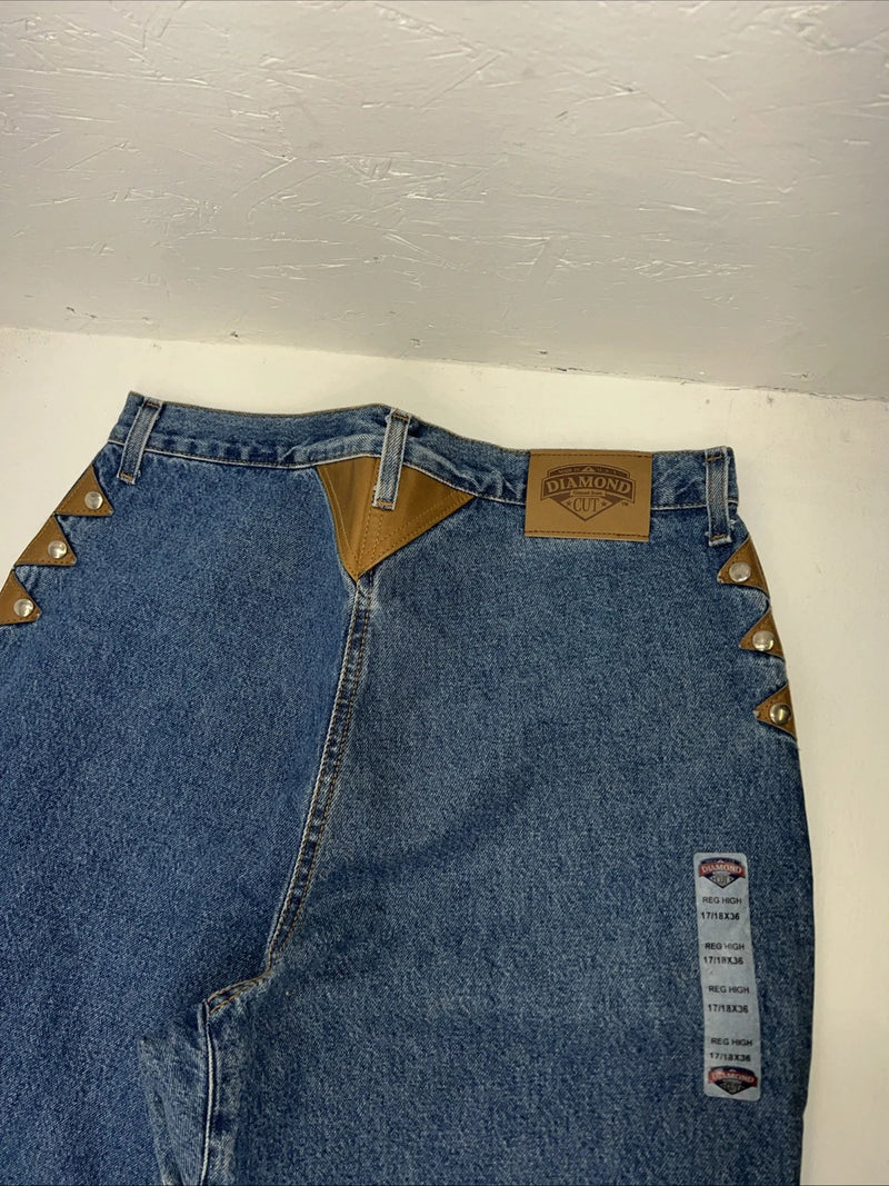 New Women’s Diamond Cut Gusset Denim Jeans No Back Pockets. 17/18x36 K-7