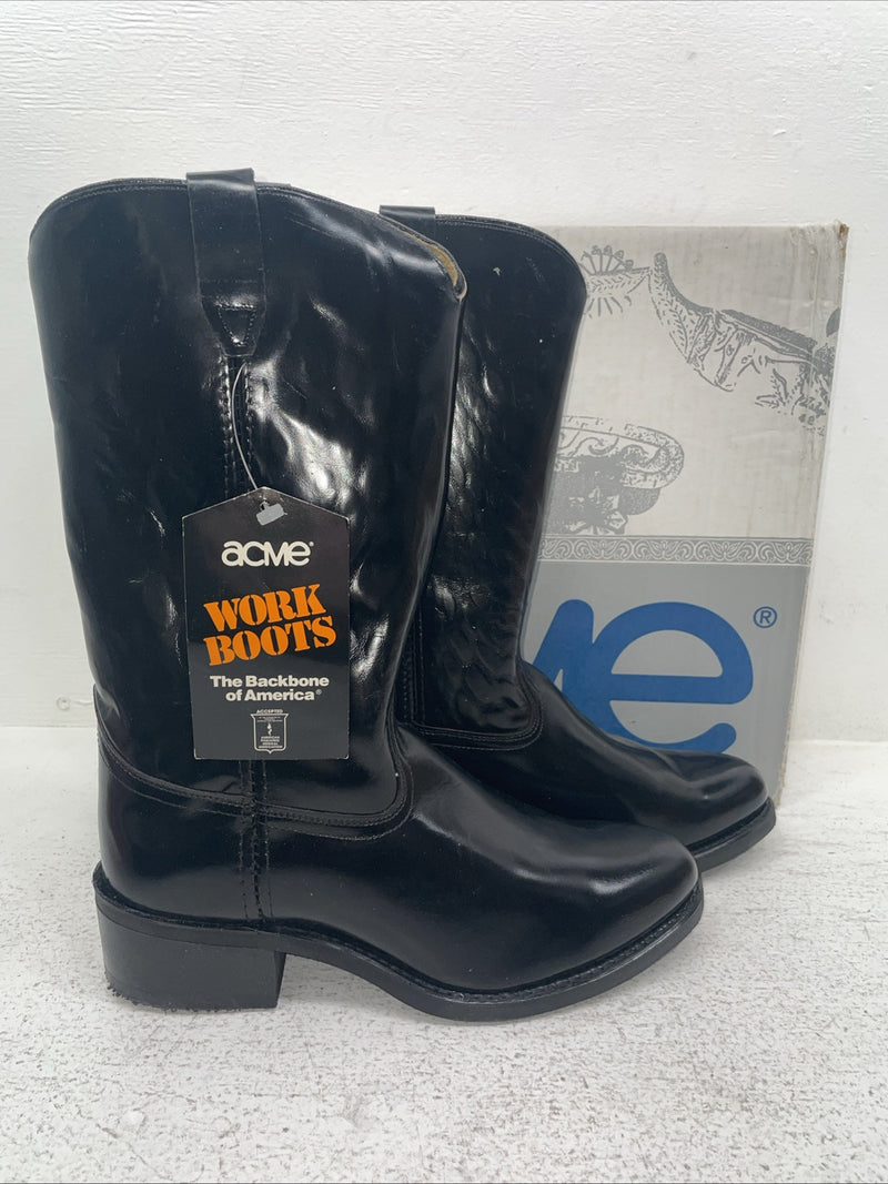 New Men’s Black Acme Cowboy Boots. 9080 8.5 8 1/2 E W. 3-132