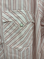 New Men’s Tem Tex Pink White Stripe Long Sleeve Pearl Snap 16 X 33 Large M-25