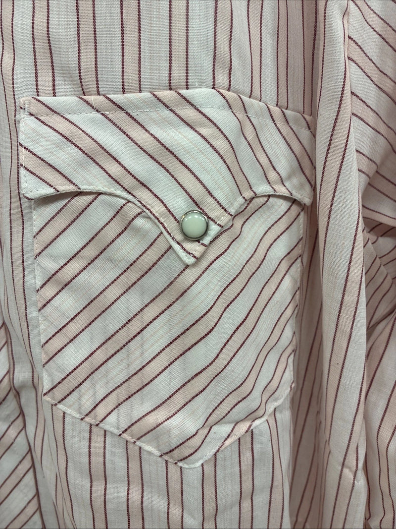 New Men’s Tem Tex Pink White Stripe Long Sleeve Pearl Snap 16 X 33 Large M-25