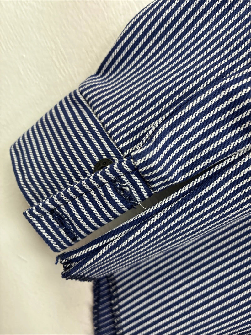 New Kids Denver Blue Stripe Long Sleeve Button Up Size 8 DD-135