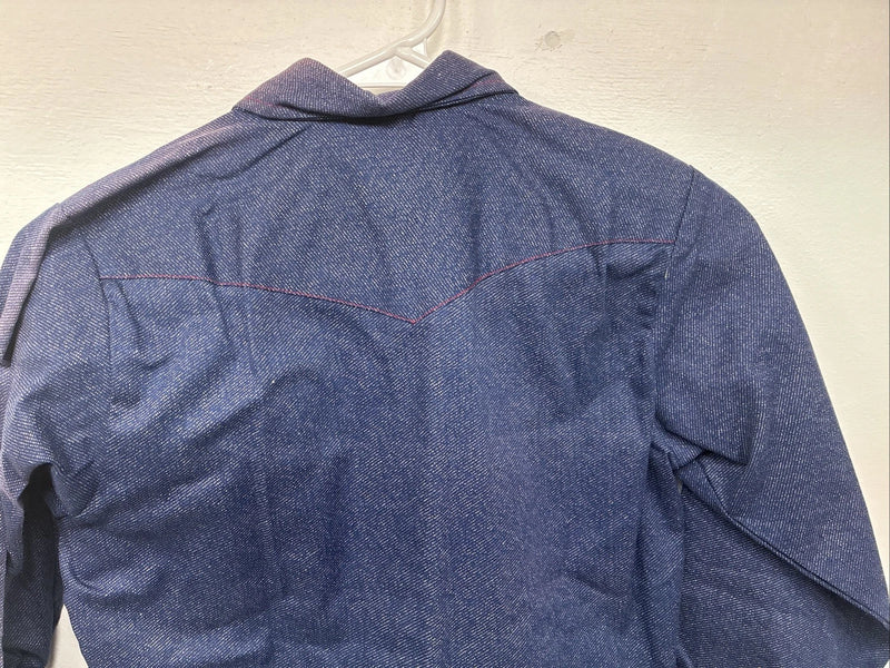 New Kids Tem Tex Blue Jean Long Sleeve Pearl Snap Size 12 LL-3