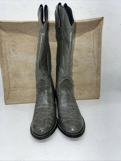 New Women’s Gray Texas Brand Cowboy Boots. L29 5.5 5 1/2 M. 20-60