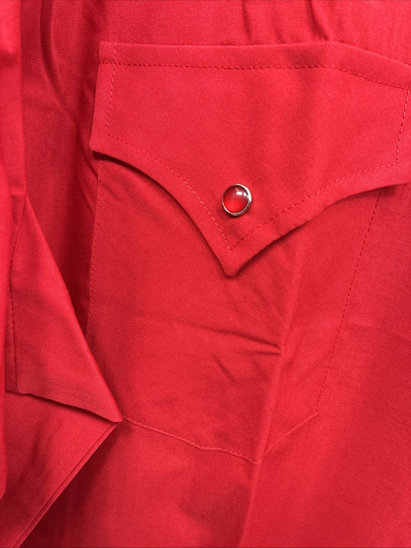 New Men’s ELY Cattleman Red Long Sleeve Pearl Snap 18.5 X 35 2XL AA-62 