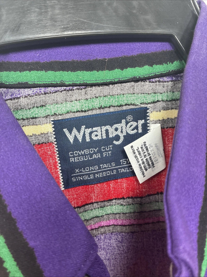 New Men’s Wrangler Multicolor Stripe Long Sleeve Pearl Snap 15.5 Medium DD-3