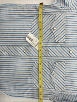 New Kids White Horse Blue Stripe Long Sleeve Pearl Snap Medium DD-75