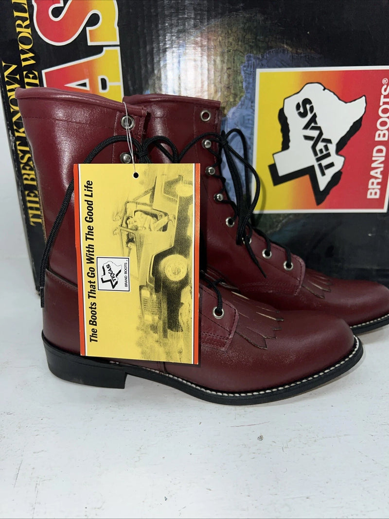 New Women’s Red Texas Brand Lace Up Cowboy Boots. 6 M. 20-90