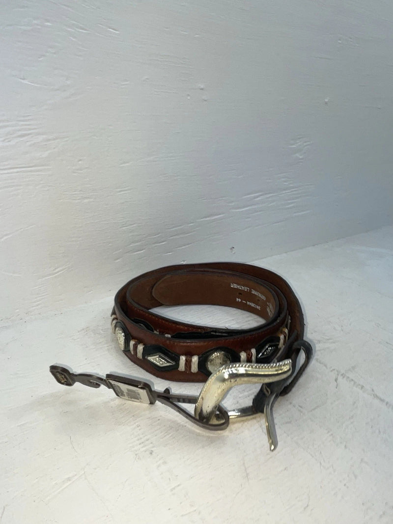 New Brown Genuine Leather Nocona Gold Pendent 44” Belt #2413644 NN-143
