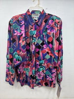 New Women’s Wrangler Pink Purple Floral Long Sleeve Button Up XL TT-32