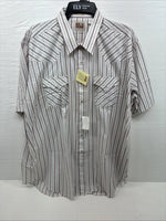 New Men’s ELY Cattleman Stripe Short Sleeve Pearls Snap 18.5 2XL F-63
