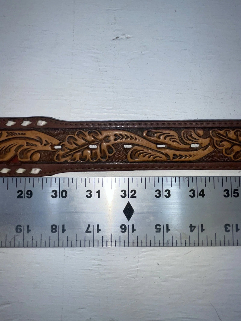 New Red Genuine Leather Longhorn Tooled 32” Belt #82828 NN-60