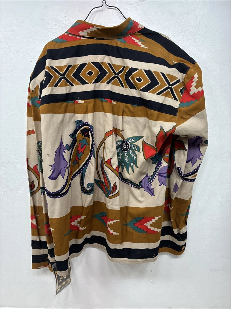 New Women’s Pioneer Wear Multicolor Design Long Sleeve Button Up Large MM-67