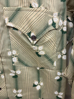 New Men’s ELY Plains Tan Green Floral Long Sleeve Pearl Snap 14.5 Small X-111