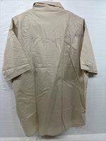 New Men’s ELY cattleman Tan Simple Short Sleeve Pearl Snap 18 2XL H-31
