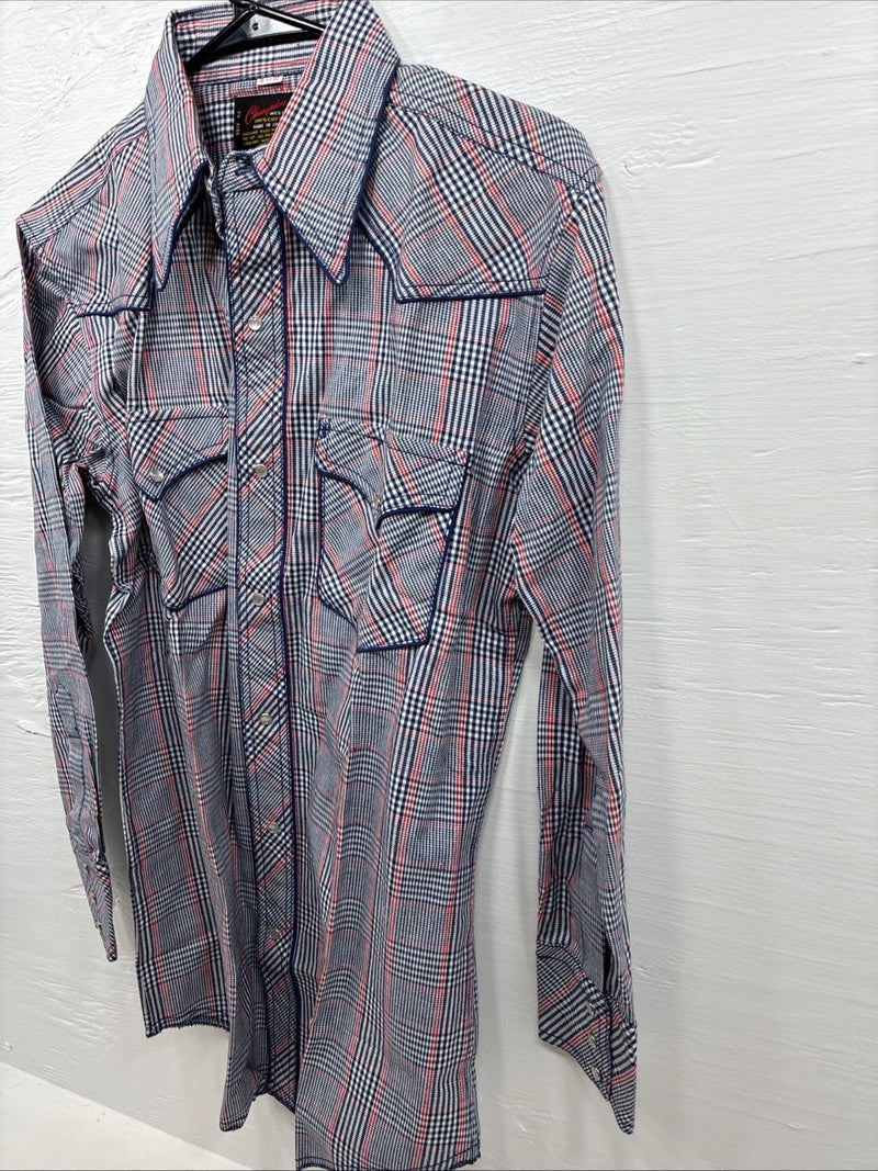 New Men’s Champion Western MultiColor Plaid Long Sleeve Pearl Snap Medium Q-67
