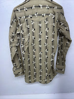 New Men’s Yellow Leaf ELY plains Pearl Snap Long Sleeve Shirt 14.5x33 S I-47