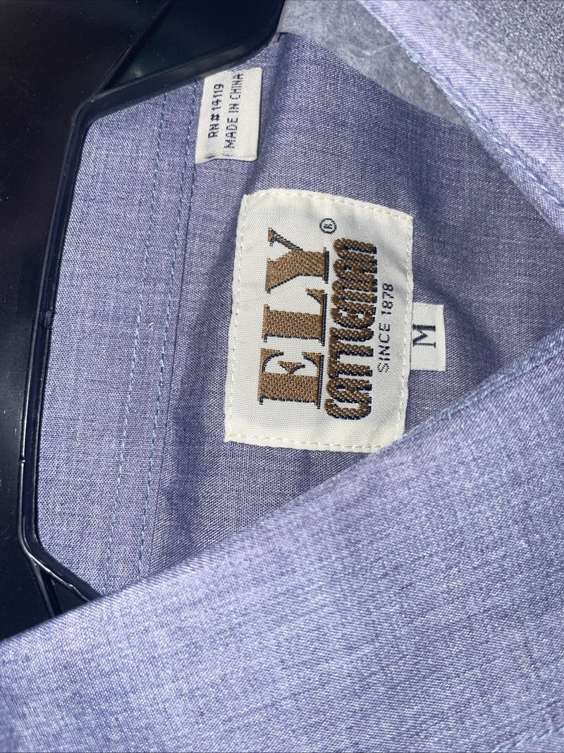 New Men’s ELY Cattleman Blue Long Sleeve Pearl Snap Medium B-123