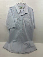 New Men’s Mesquite Blue Stripe Short Sleeve Pearl Snap 3XL E-102