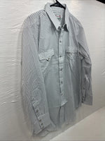 New Men’s H Bar C Blue White Stripe Long Sleeve Pearl Snap 16 X 33 Large R-29