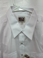 New Men’s ELY Cattleman White Long Sleeve Pearl Snap 16.5 X 36 Large AA-70