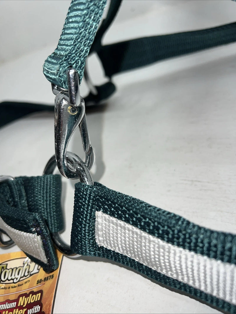 New Tough 1 Green White Nylon Deluxe Draft Halter #50-9575 W-36