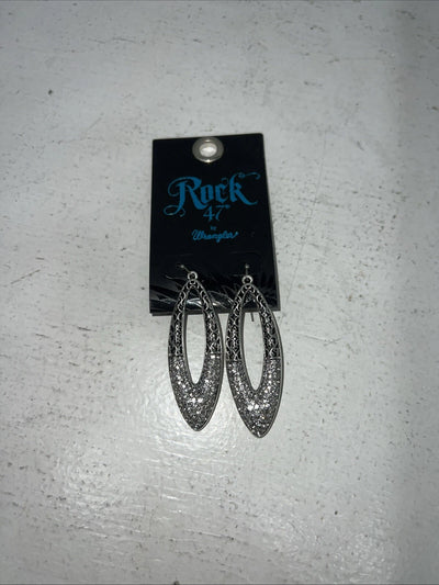 New Women’s Rock 47 Silver Oval Diamond Earrings. ER2704R47 A-90