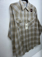 New Men’s Yellow Plaid ELY Cattleman Long Sleeve Pearl Snap Shirt. L P-53