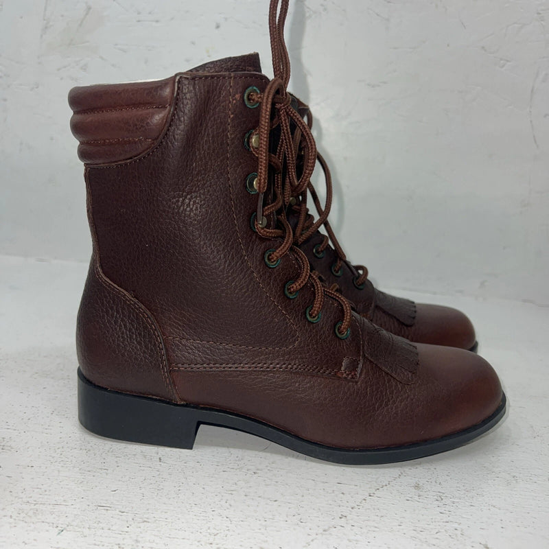 New Women’s Brown Lace Up Acme Cowboy Boots. 852 6 M. 19-93